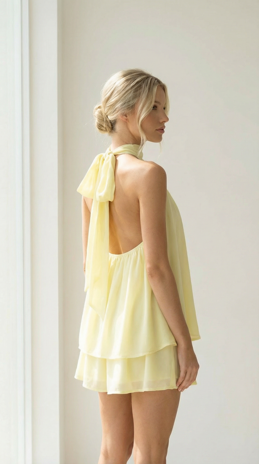 Halter Neck Tiered Mini Dress