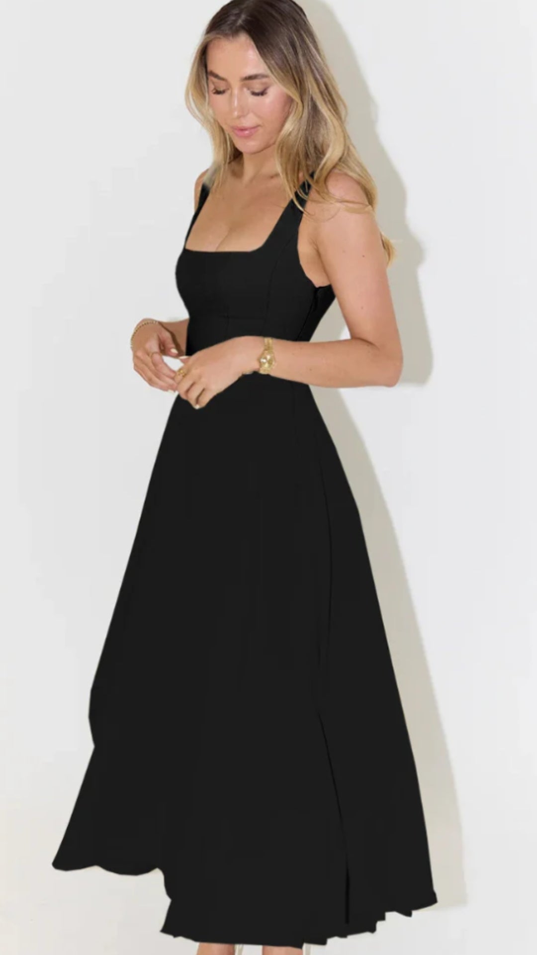 Bianca | Square Neck Midi Dress - Avorelia