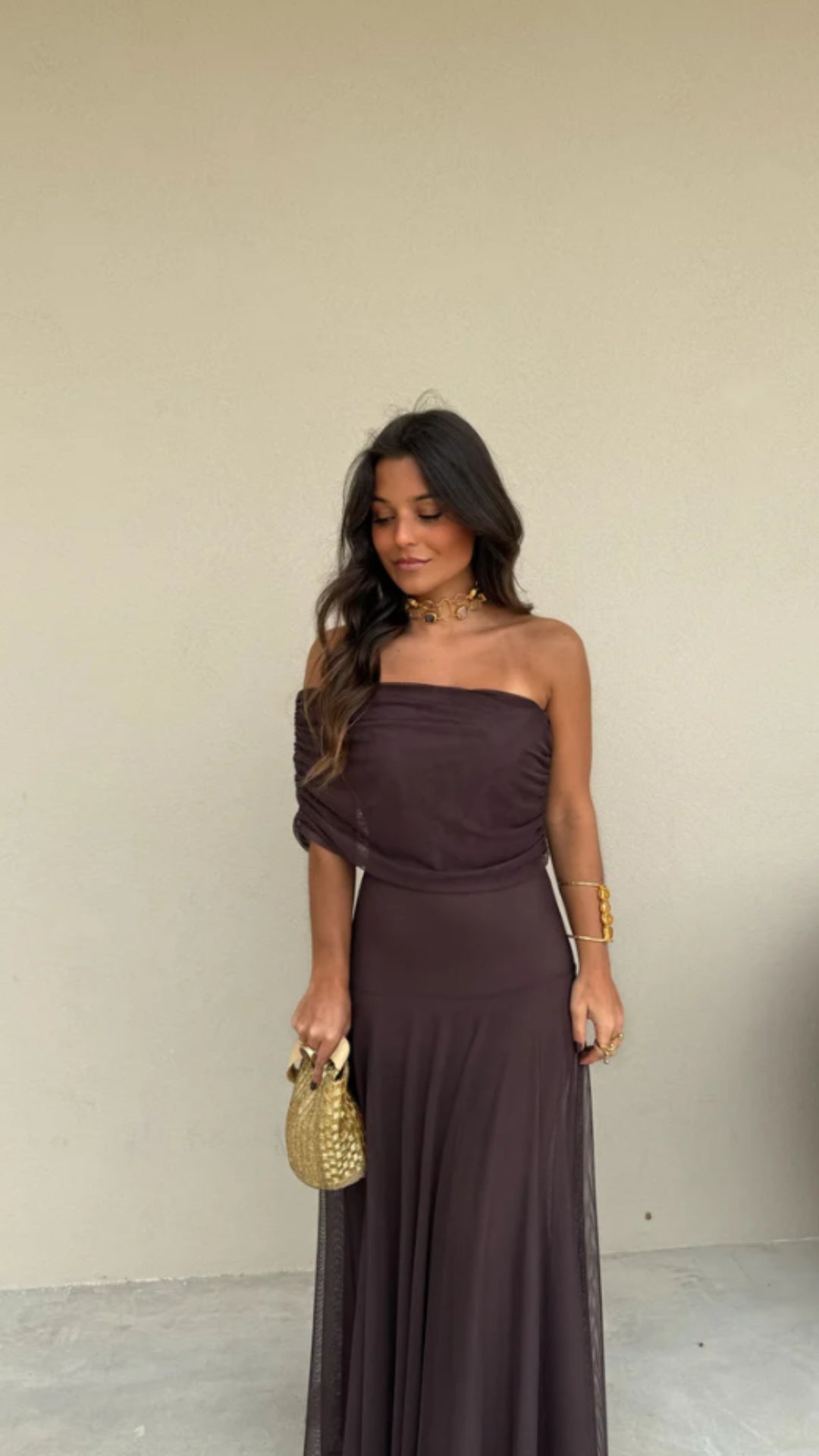Sienna Off - Shoulder Mesh Maxi Dress - Avorelia