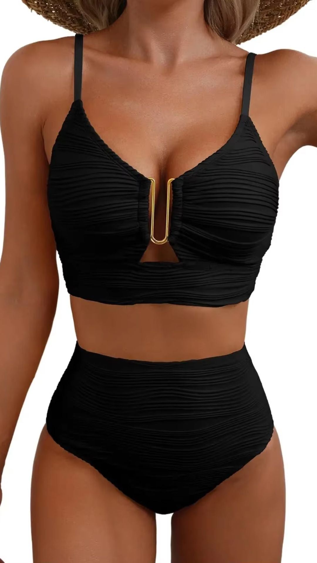 Margot V - Neck Hollow out High Waist Bikini - Avorelia