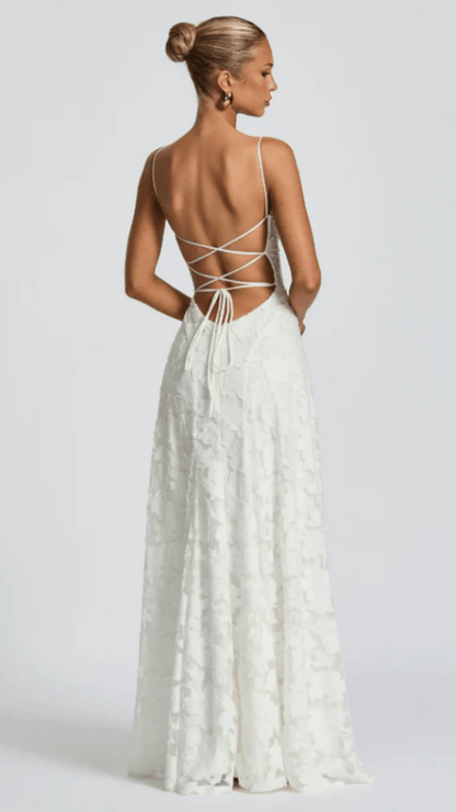 Sofia Backless Lace Maxi Dress - Avorelia