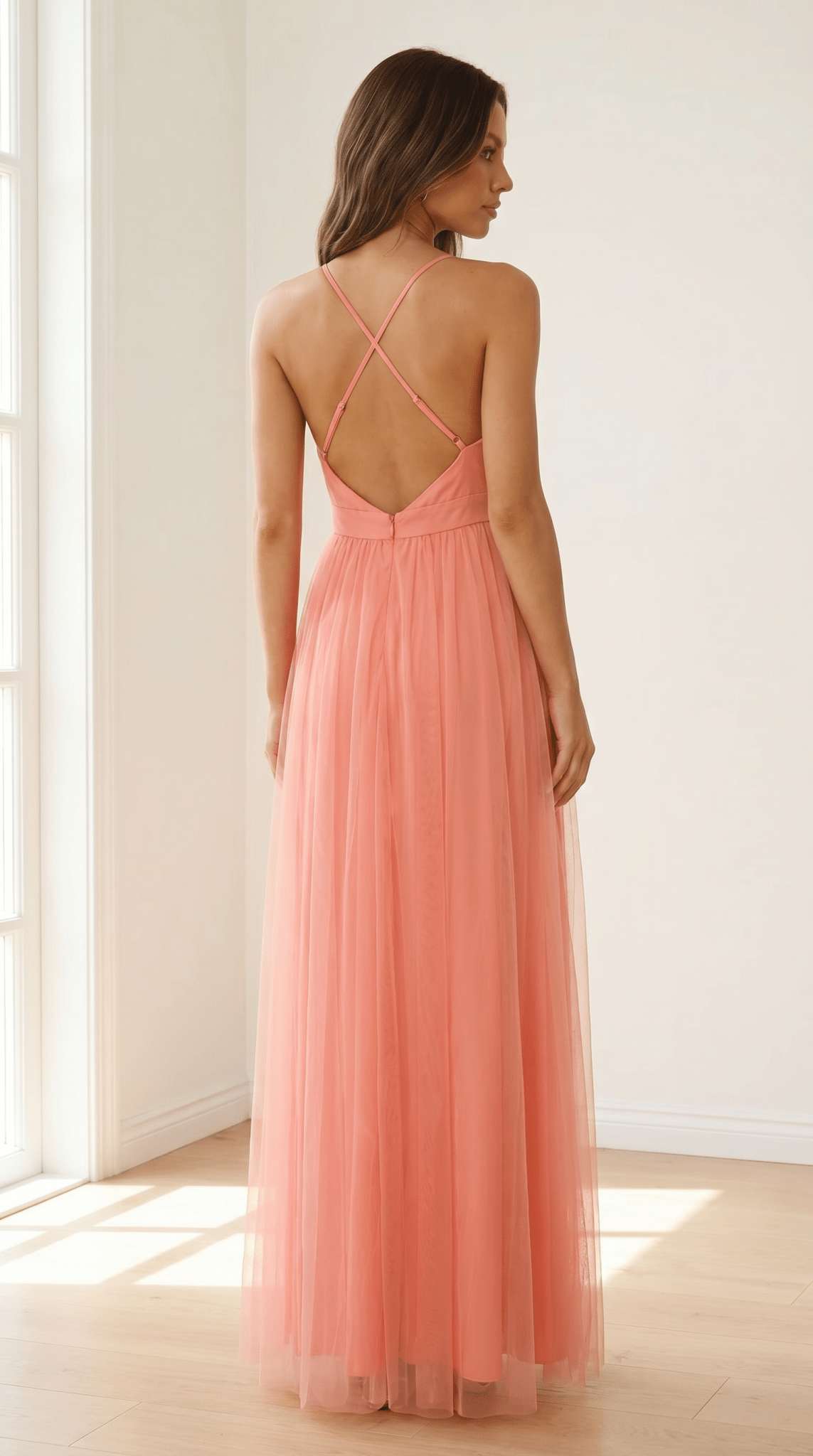 Aurelia Coral Backless Maxi Dress - Avorelia