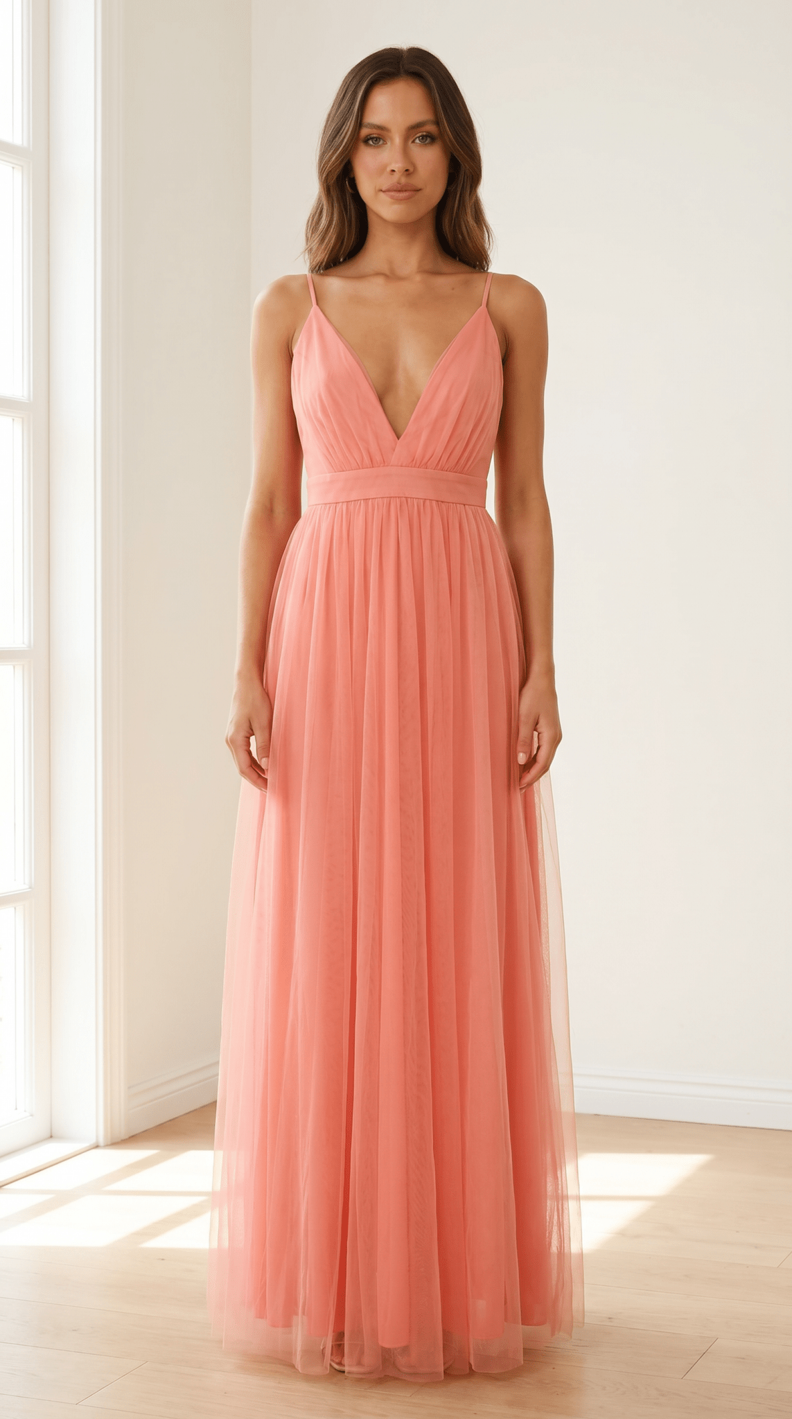 Aurelia Coral Backless Maxi Dress - Avorelia