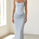 Aurora — Pleated Square Neck Maxi Dress
