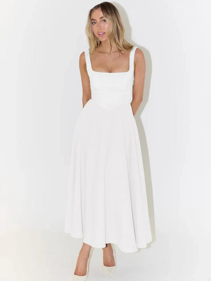 Bianca | Square Neck Midi Dress - Avorelia